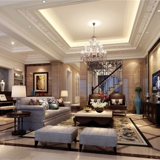 別墅客廳壁紙裝修效果圖