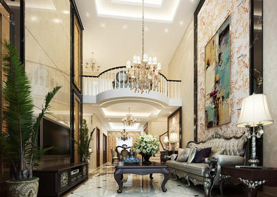 復式別墅精致裝修現代風格設計效果圖