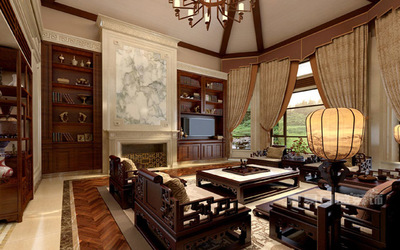 【四】別墅大理石全房定制新中式風格效果圖