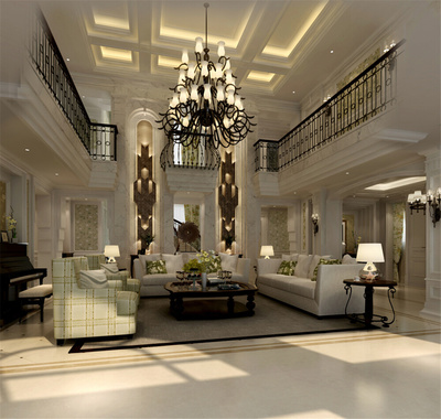 滎陽洞林湖新田城別墅裝修新中式風格設計效果圖