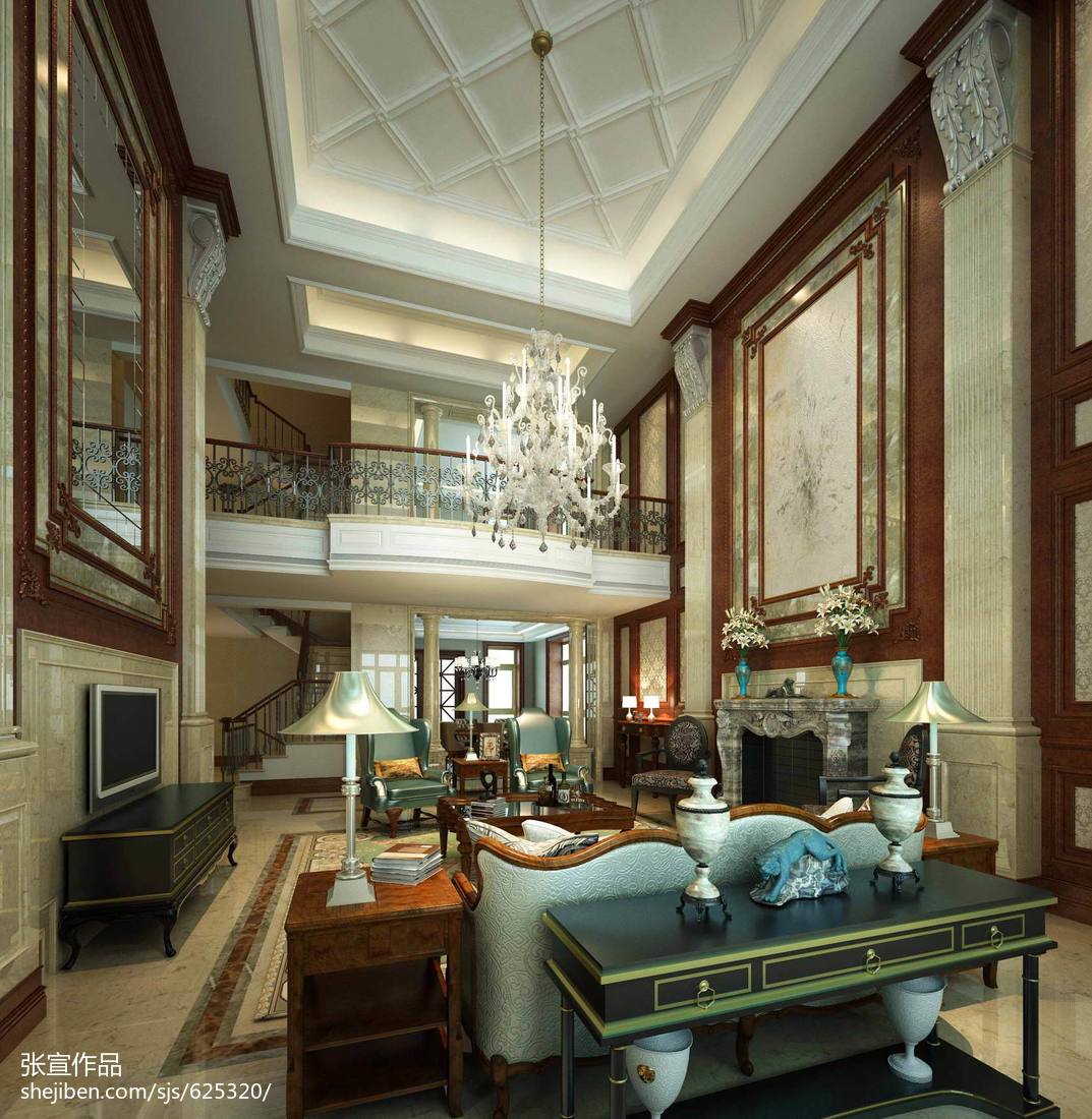 熱門136平米歐式別墅客廳裝修圖片家裝裝修案例效果圖-土巴兔裝修效果