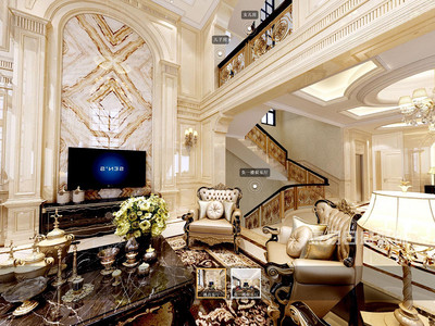 歐式風格裝修效果圖丨卡地亞500㎡獨棟別墅裝修案例-東易日盛成都公司裝修 .