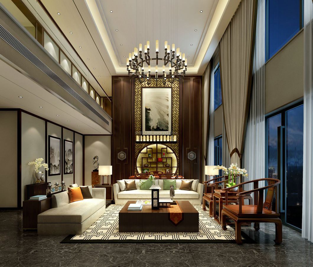 新中式風格復式別墅裝修效果圖_裝信通網(wǎng)效果圖