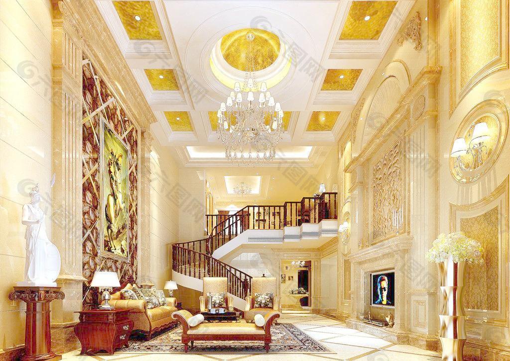 別墅大廳效果圖圖片裝飾裝修素材免費下載(圖片編號:1246435)-六圖網