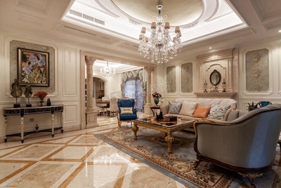 龍湖兩江新宸裝修|聯(lián)排雙拼戶型法式別墅天古裝飾設計