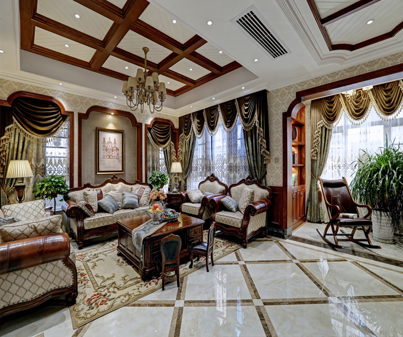 歐式古典別墅裝修效果圖350平米100萬歐式古典別墅裝修案例大全-延邊