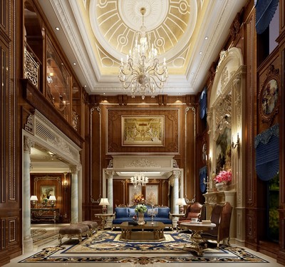 300平歐式豪華別墅豪宅裝修效果案例-久事西郊別墅裝修實景圖賞析-土巴兔家居室內裝修設計效果圖