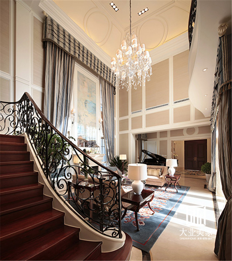 鄭州綠地玫瑰園660平米別墅裝修,歐式風格實景圖